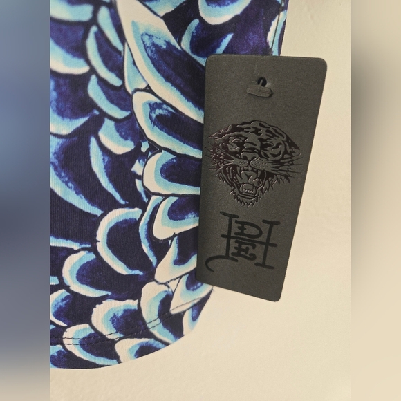 NWT Ed Hardy Blue Cropped Top Shirt Womens Size Large - Picture 3 of 7